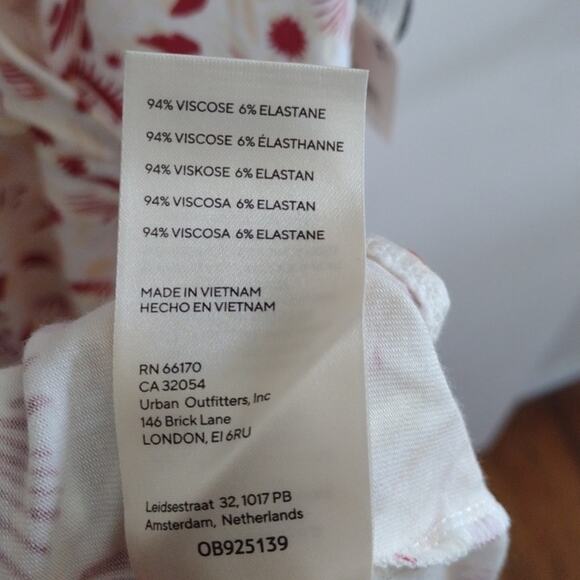 NWT Free People Daria Graphic Maxi Dress Ivory Red Combo Front Slit Size L - Picture 9 of 15